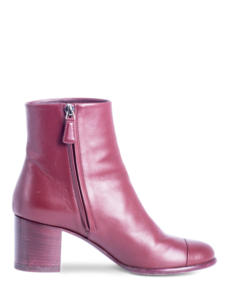 CHANEL CC Logo Cap Toe Booties Burgundy-designer resale