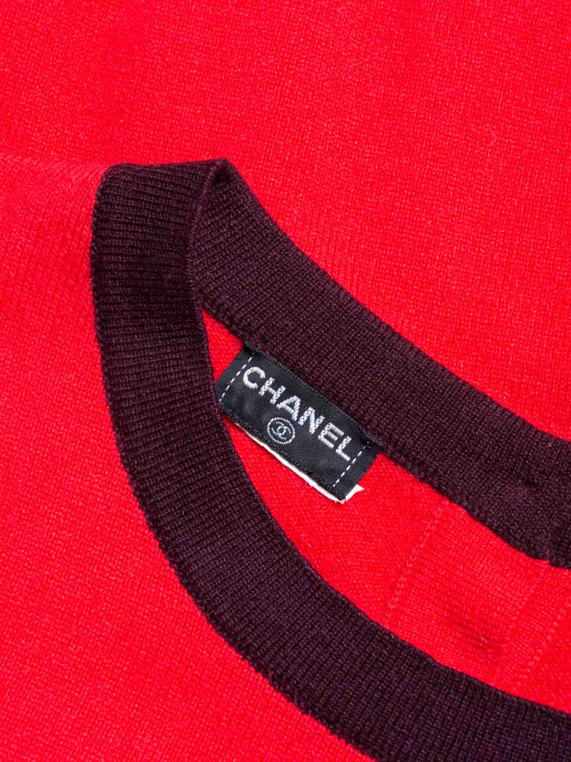 Chanel CC Logo Cashmere Cropped Top Burgundy Red