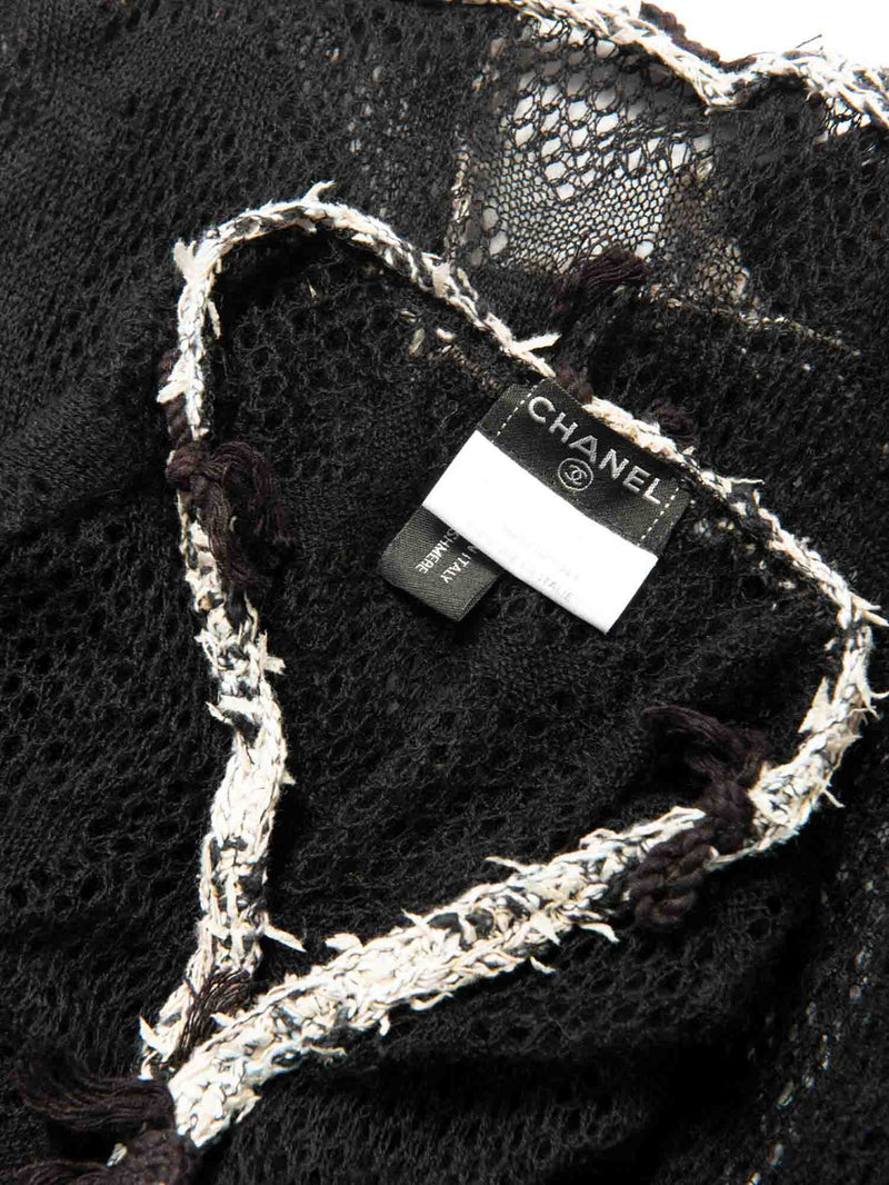 CHANEL CC Logo Cashmere Knitted Distressed Cardigan Black-designer resale