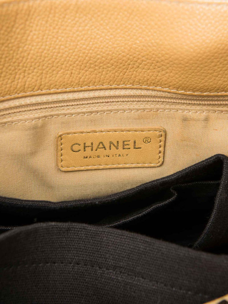 CHANEL CC Logo Caviar Leather Cerf Tote Bag Beige-designer resale