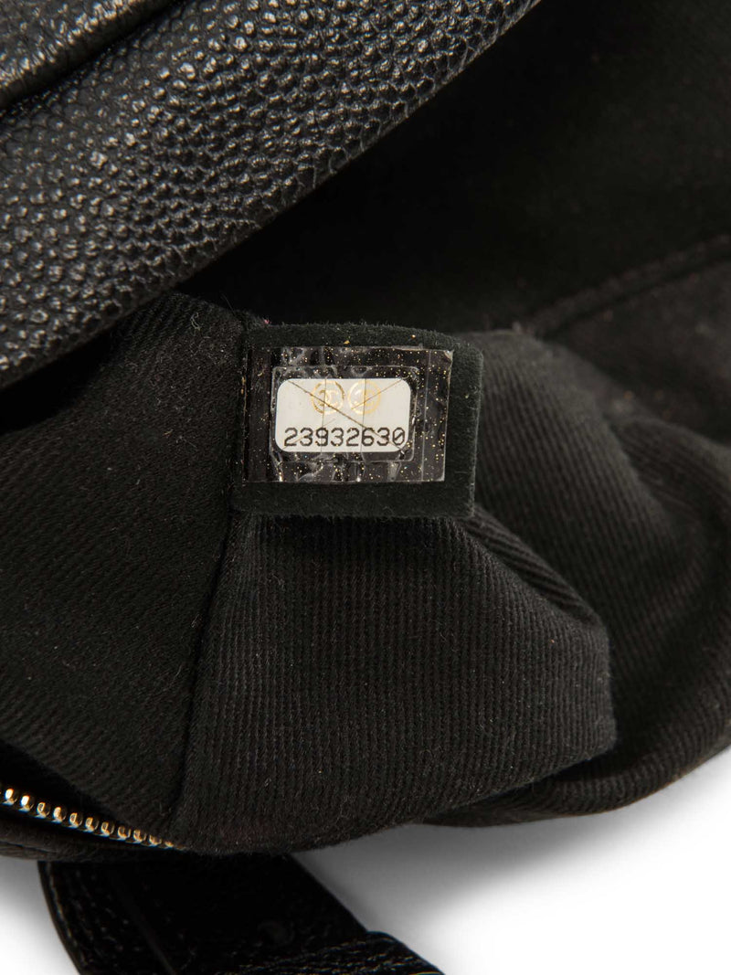 CHANEL CC Logo Caviar Leather Fanny Pack Waist Bag Black-designer resale