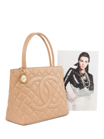 CHANEL CC Logo Caviar Leather Top Handle Shoulder Bag Beige Gold-designer resale
