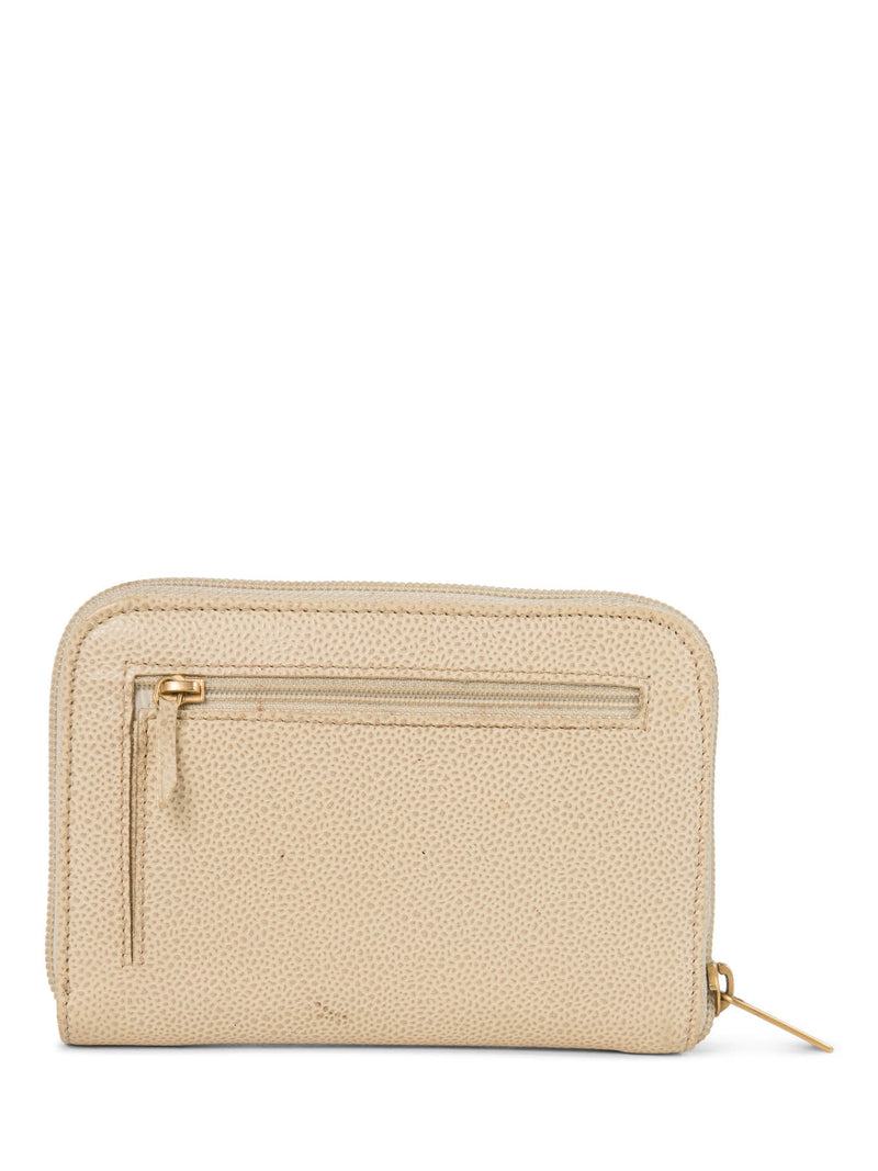 CHANEL CC Logo Caviar Leather Zippered Wallet Ivory-designer resale
