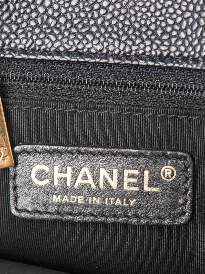CHANEL CC Logo Caviar Quilted Leather Grand Shopper Bag Black-designer resale