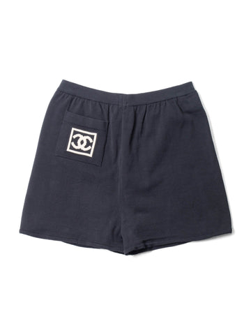 CHANEL CC Logo Cotton Pocketed Shorts Black-designer resale
