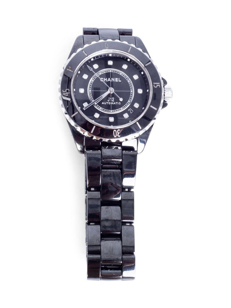 CHANEL CC Logo Diamond J12 Watch Black Onyx-designer resale