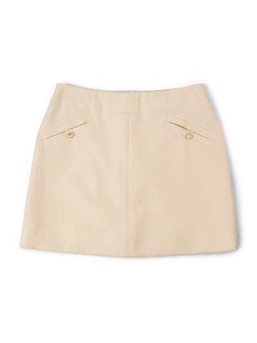 CHANEL CC Logo Front Pocket Mini Skirt Ivory-designer resale