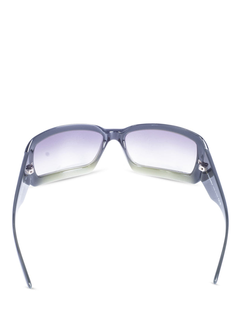 CHANEL CC Logo Gradient Rectangular Sunglasses Black Green-designer resale