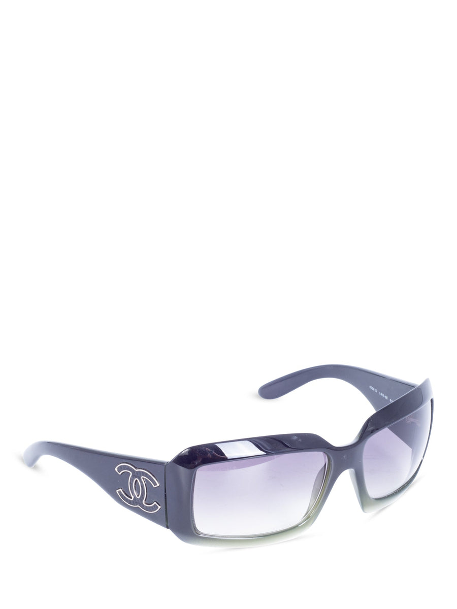 Chanel Black Acetate Rectangle Frame CC Sunglasses- 6021-B