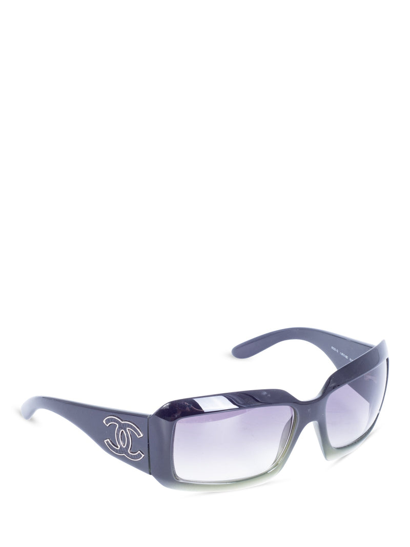 goggl.cc CHANEL CC Logo Gradient Rectangular Sunglasses Black Green
