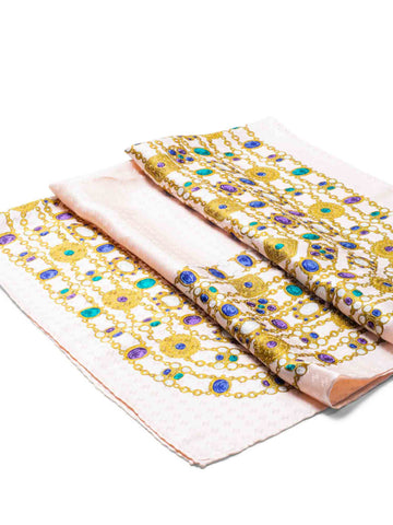 CHANEL CC Logo Gripoix Jewels Scarf Pink Multicolor-designer resale