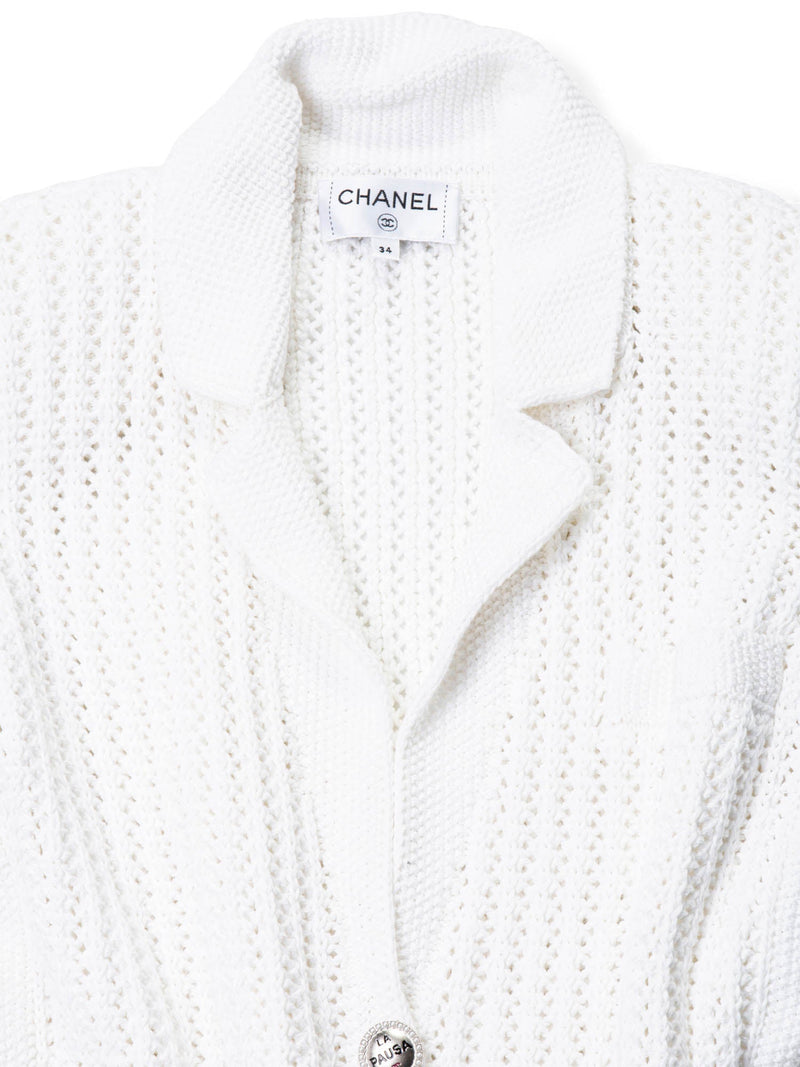 CHANEL CC Logo Knitted La Pausa Jacket White