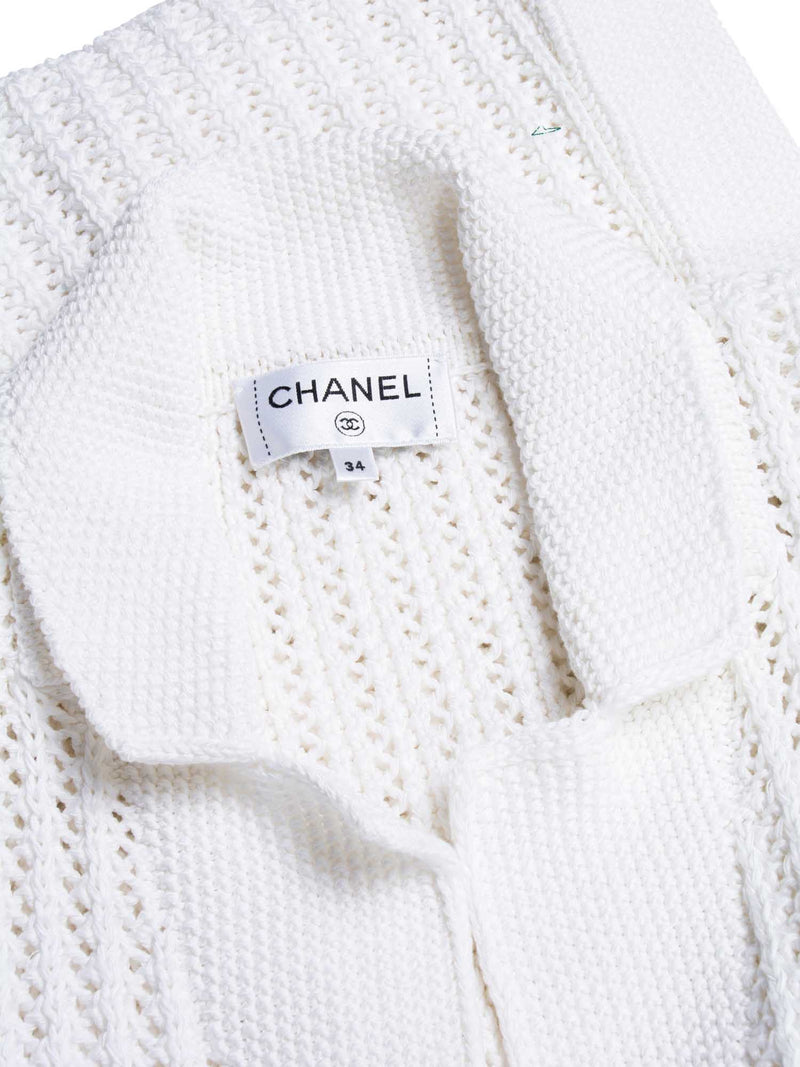 CHANEL CC Logo Knitted La Pausa Jacket White-designer resale