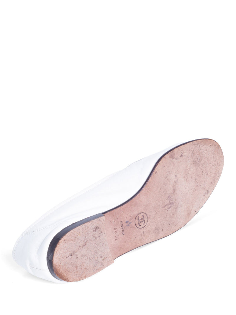 CHANEL CC Logo Leather Flat Loafers White-designer resale