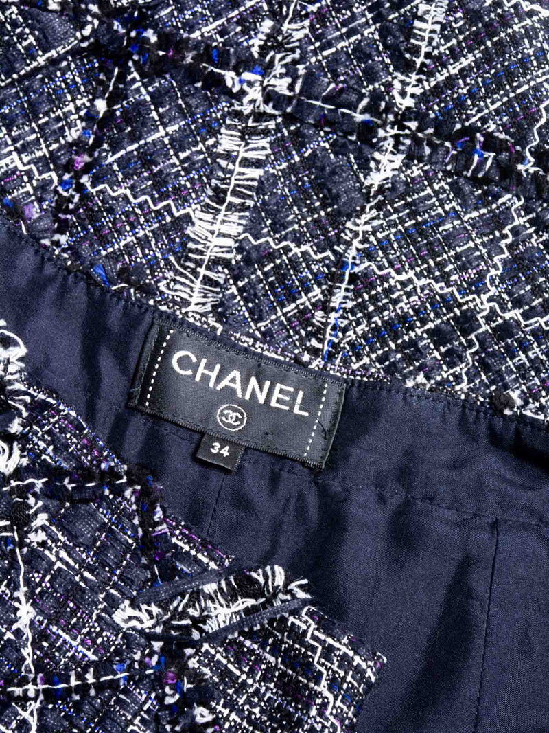 CHANEL CC Logo Lesage Tweed Fringe Shorts Black White-designer resale