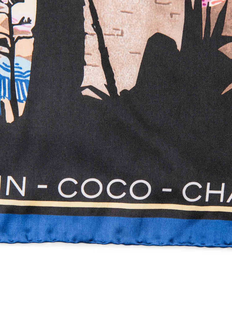 CHANEL CC Logo Par Le Train Train Scarf Blue-designer resale