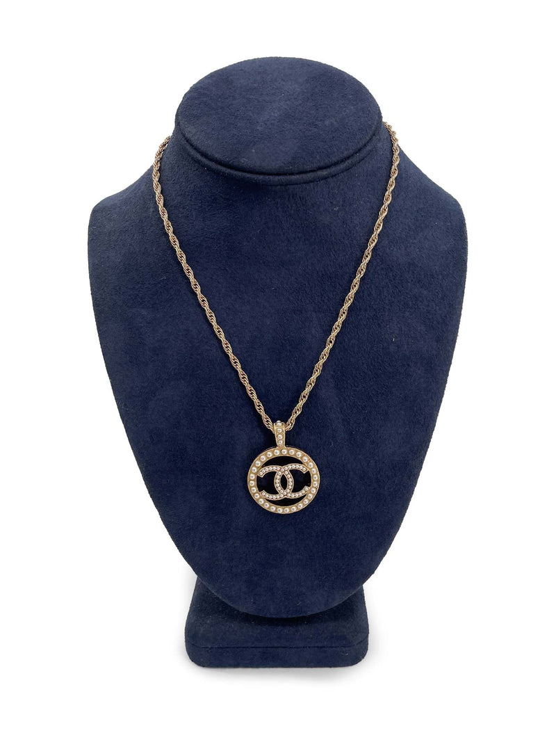 Black CC Button Pearl Necklaces - Designer Button Jewelry