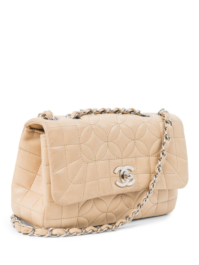 Vintage Chanel Pearl Classic Quilted Single Flap Canvas Crossbody