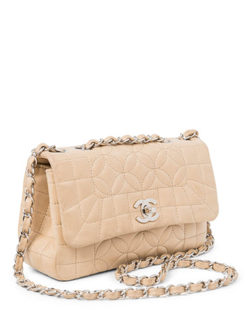 CHANEL CC Logo Quilted Camellia Leather Mini Bag Beige-designer resale