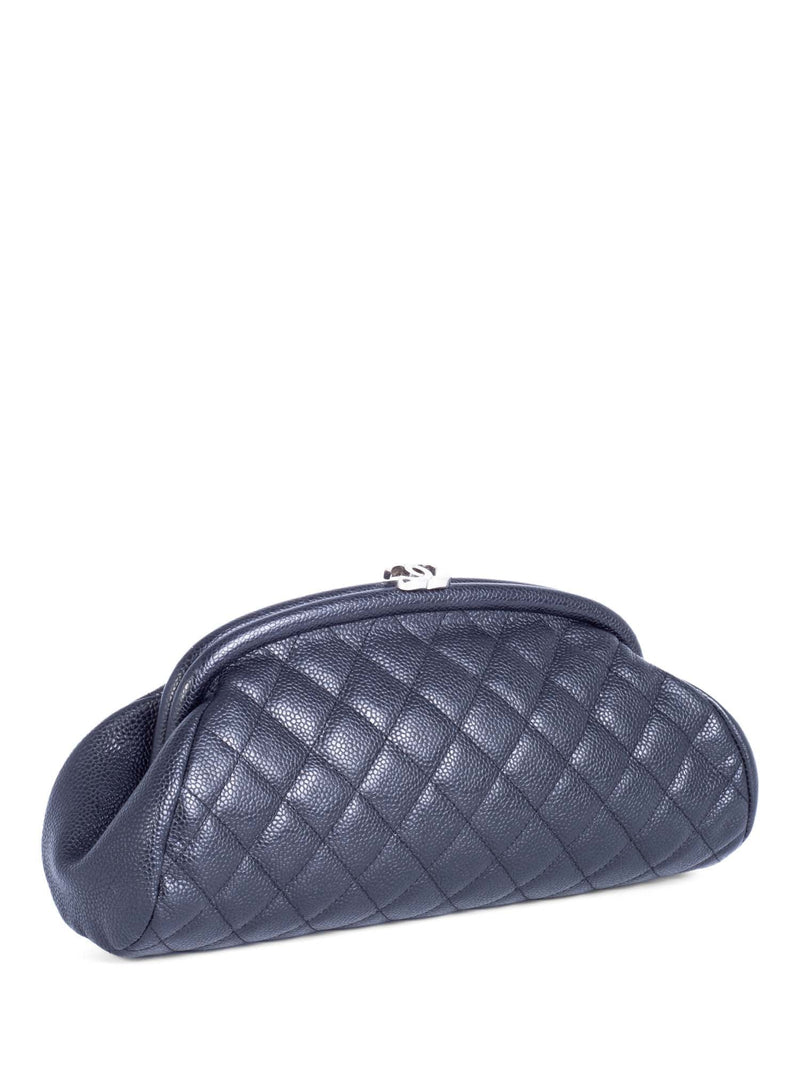 CHANEL CC Logo Quilted Caviar Timeless Clutch Black