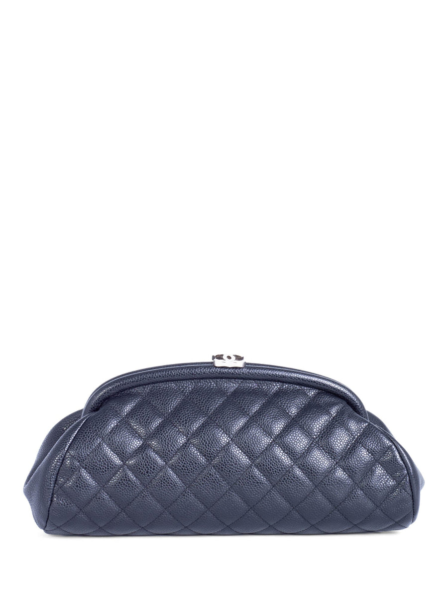 CHANEL CC Logo Quilted Caviar Timeless Clutch Black
