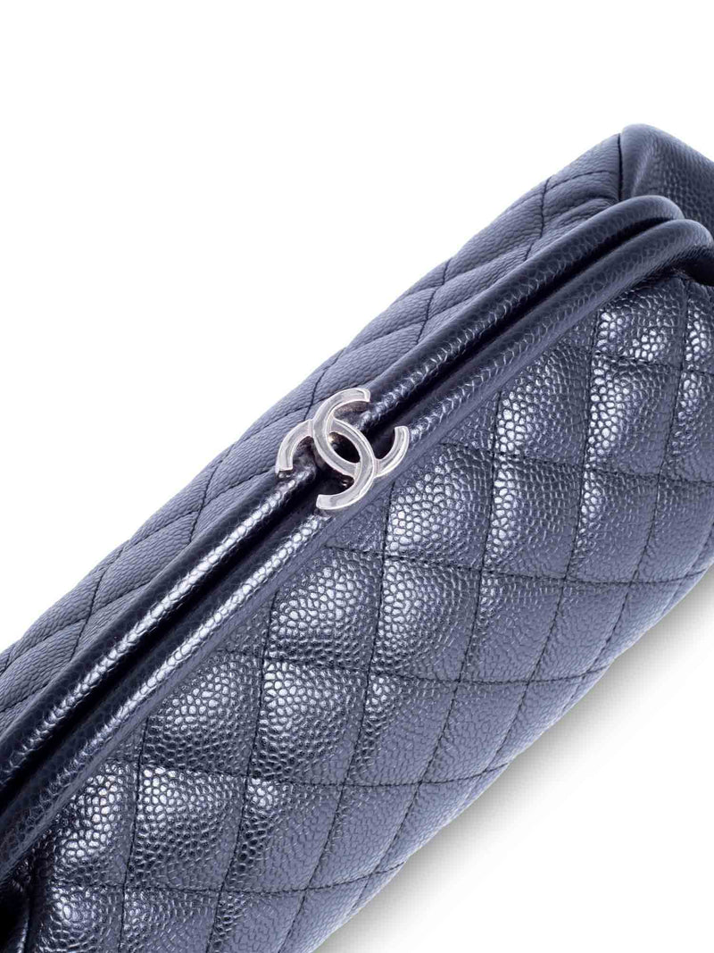 CHANEL CC Logo Quilted Caviar Timeless Clutch Black