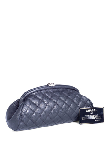 CHANEL CC Logo Quilted Caviar Timeless Clutch Black-designer resale
