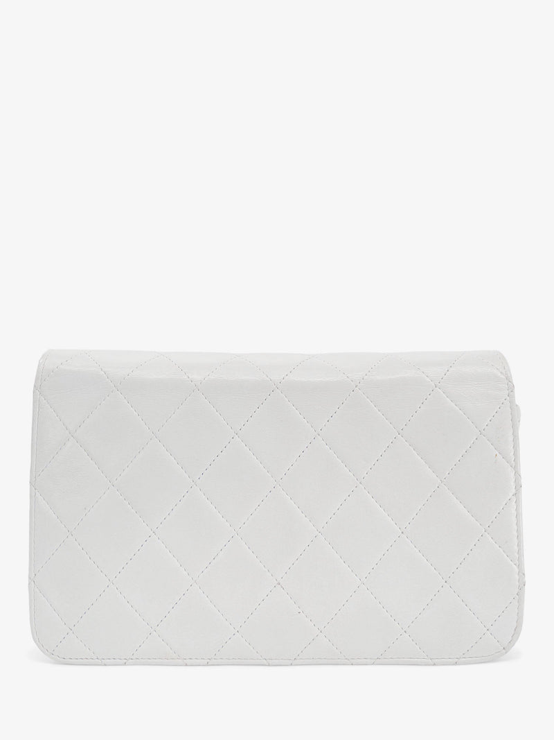 CHANEL CC Logo Quilted Leather 24K Gold Plated Shoulder Bag White-designer resale