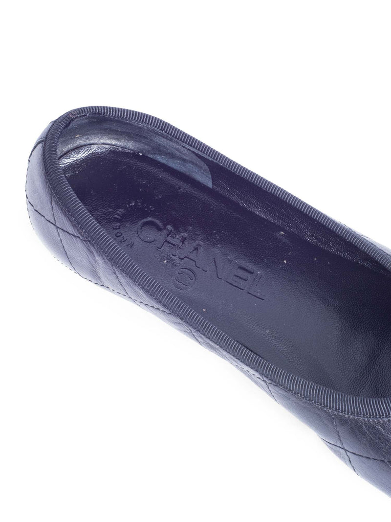 CHANEL CC Logo Quilted Leather Ballet Flats Black-designer resale