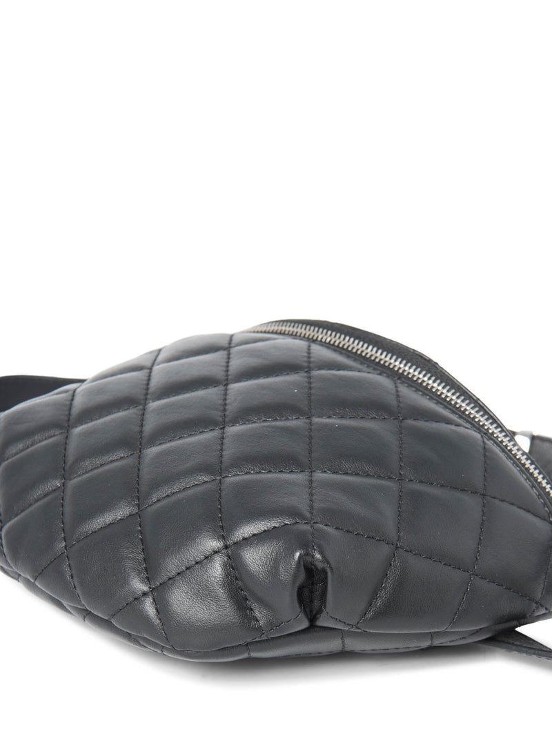 CHANEL CC Logo Quilted Leather Belt Bag Black-designer resale