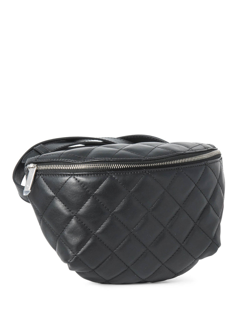 CHANEL CC Logo Quilted Leather Belt Bag Black-designer resale