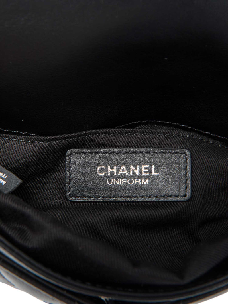 CHANEL CC Logo Quilted Leather Chain Belt Bag Black Silver-designer resale