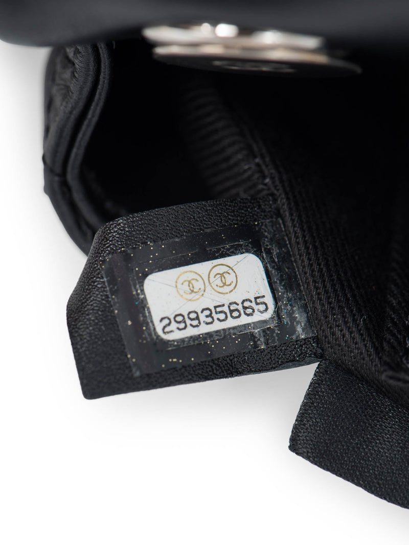 CHANEL CC Logo Quilted Leather Chain Belt Bag Black Silver