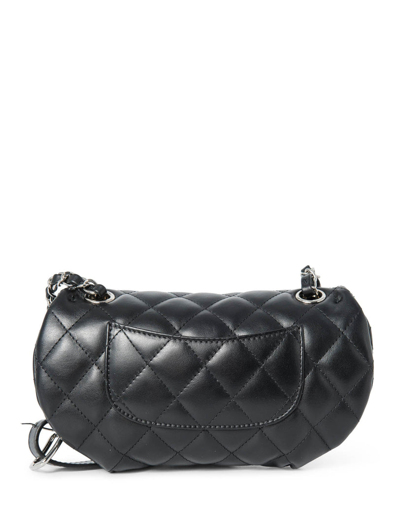 CHANEL CC Logo Quilted Leather Chain Belt Bag Black Silver-designer resale