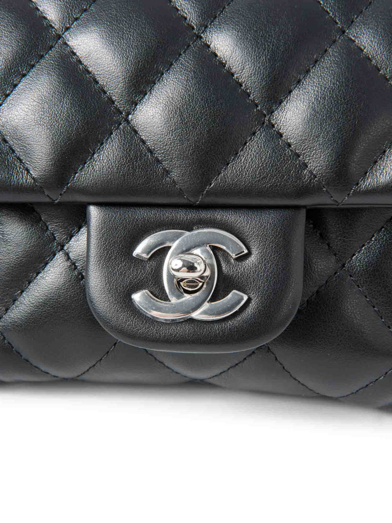 CHANEL CC Logo Quilted Leather Chain Belt Bag Black Silver-designer resale