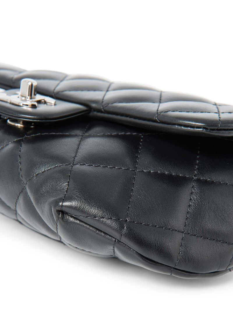 CHANEL CC Logo Quilted Leather Chain Belt Bag Black Silver-designer resale