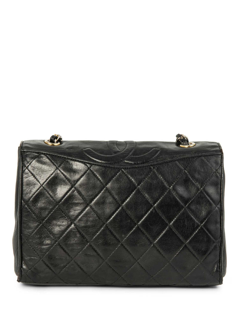 CHANEL CC Logo Quilted Leather Messenger Bag Black Gold