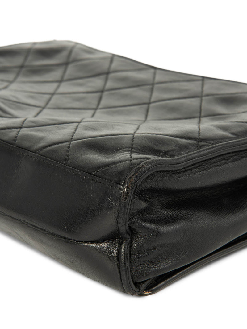 CHANEL CC Logo Quilted Leather Messenger Bag Black Gold-designer resale