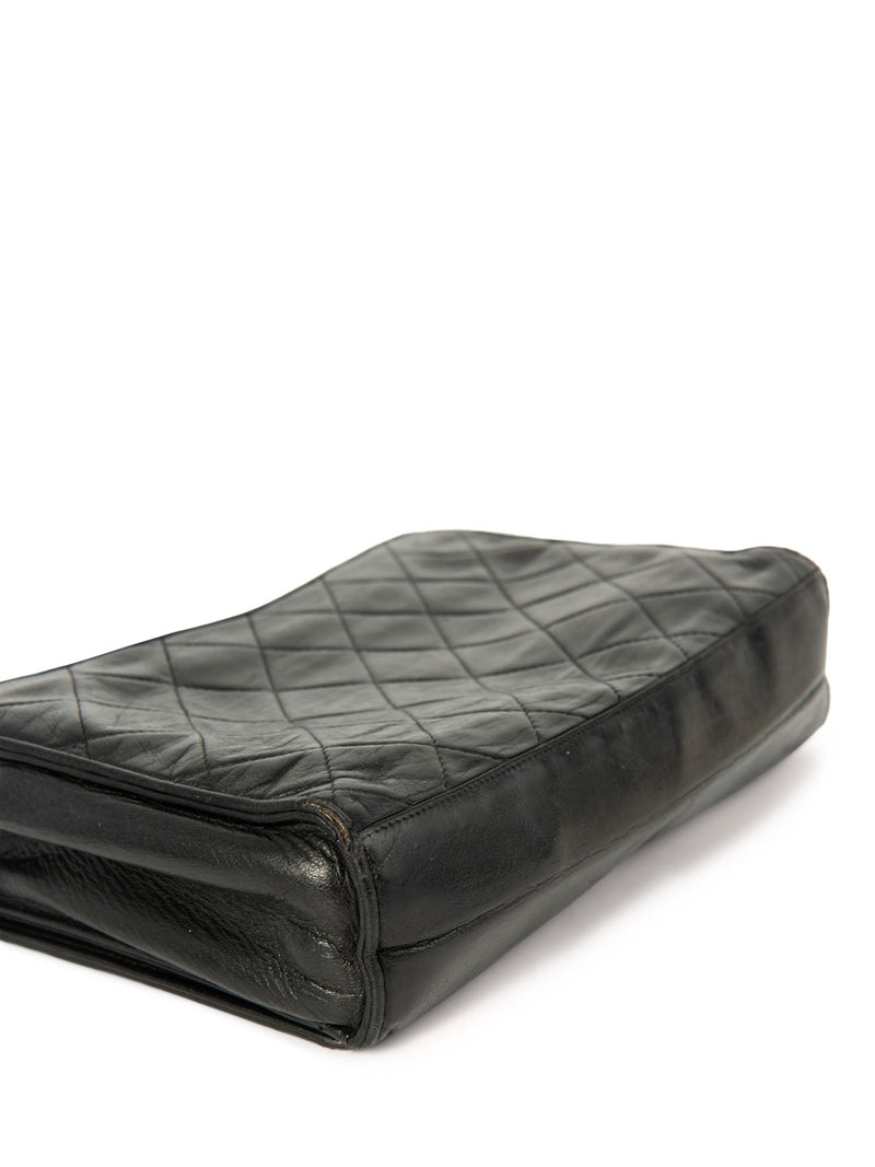 CHANEL CC Logo Quilted Leather Messenger Bag Black Gold-designer resale