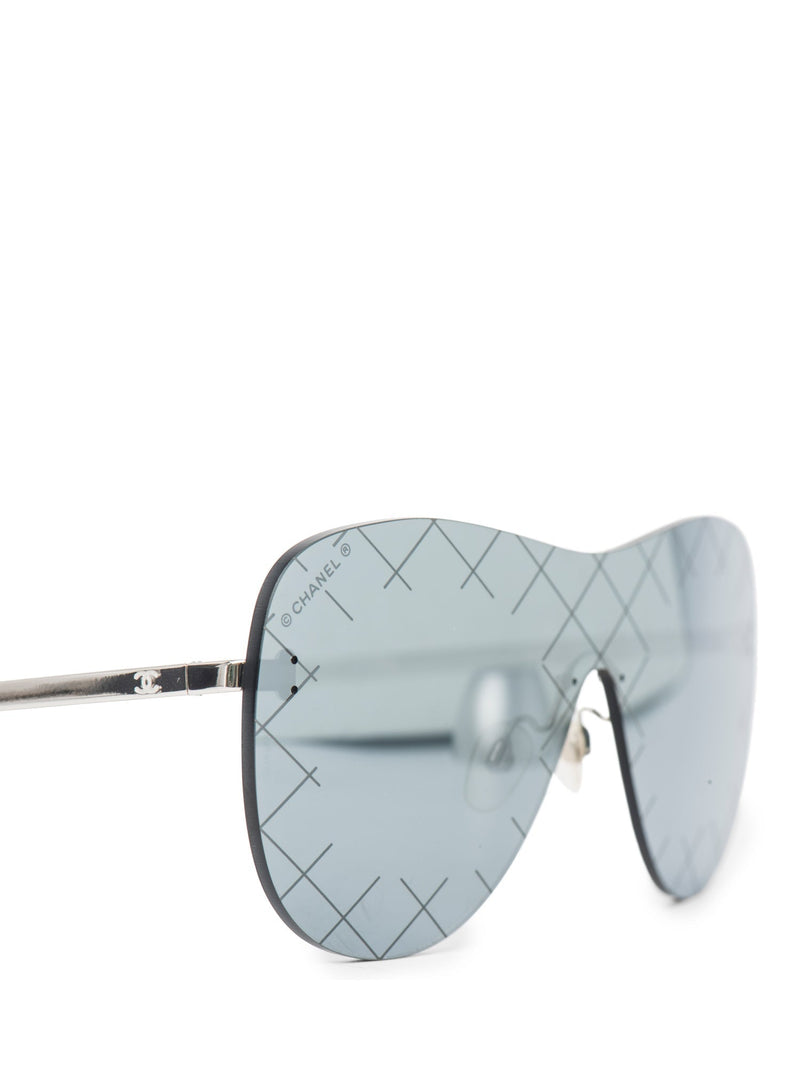 CHANEL CC Logo Runway Aviator Sunglasses Silver-designer resale