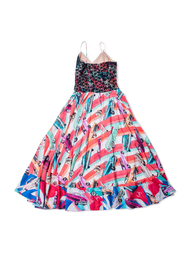 CHANEL CC Logo Silk A Line Maxi Runway Dress Multicolor CHANEL CC Logo Silk A Line Maxi Runway Dress Multicolor