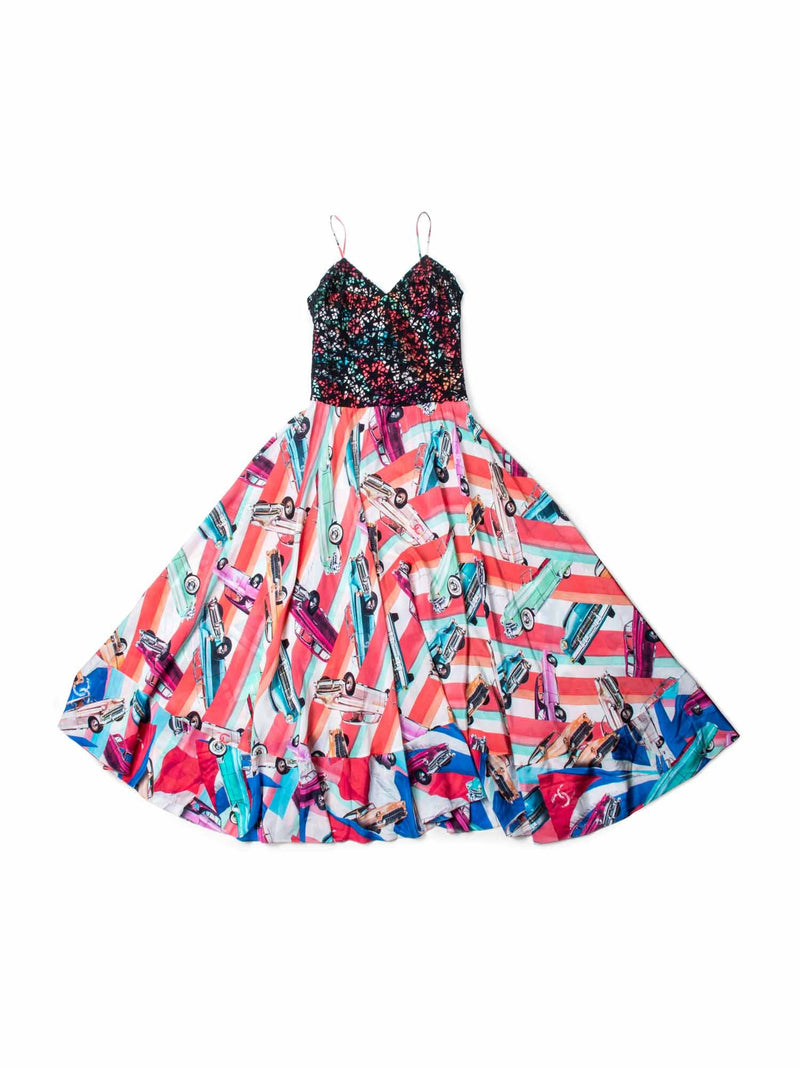 CHANEL CC Logo Silk A Line Maxi Runway Dress Multicolor