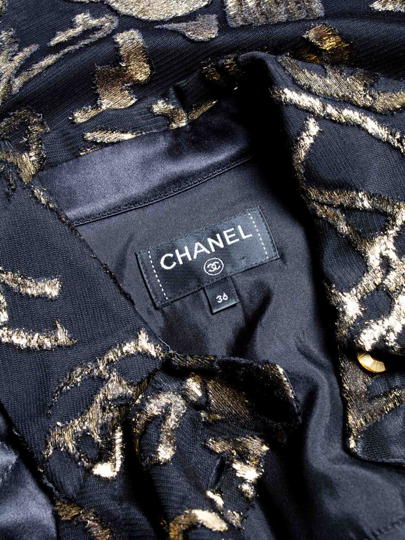 Chanel CC Logo Silk New York Graffiti Button Up Blouse