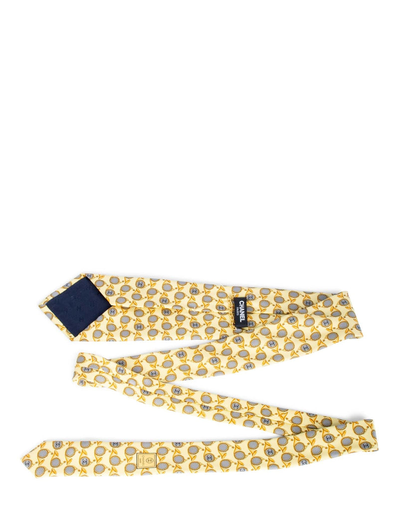 CHANEL CC Logo Silk Trumpet Tie Yellow-designer resale