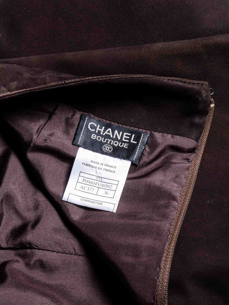 CHANEL CC Logo Suede Leather Mini Skirt Brown-designer resale