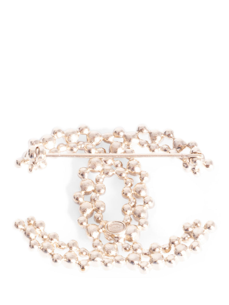 CHANEL CC Logo Swarovski Crystal Pearl Brooch-designer resale