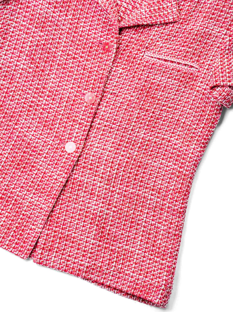 CHANEL CC Logo Tweed Jacket Shorts 2 Piece Set Red