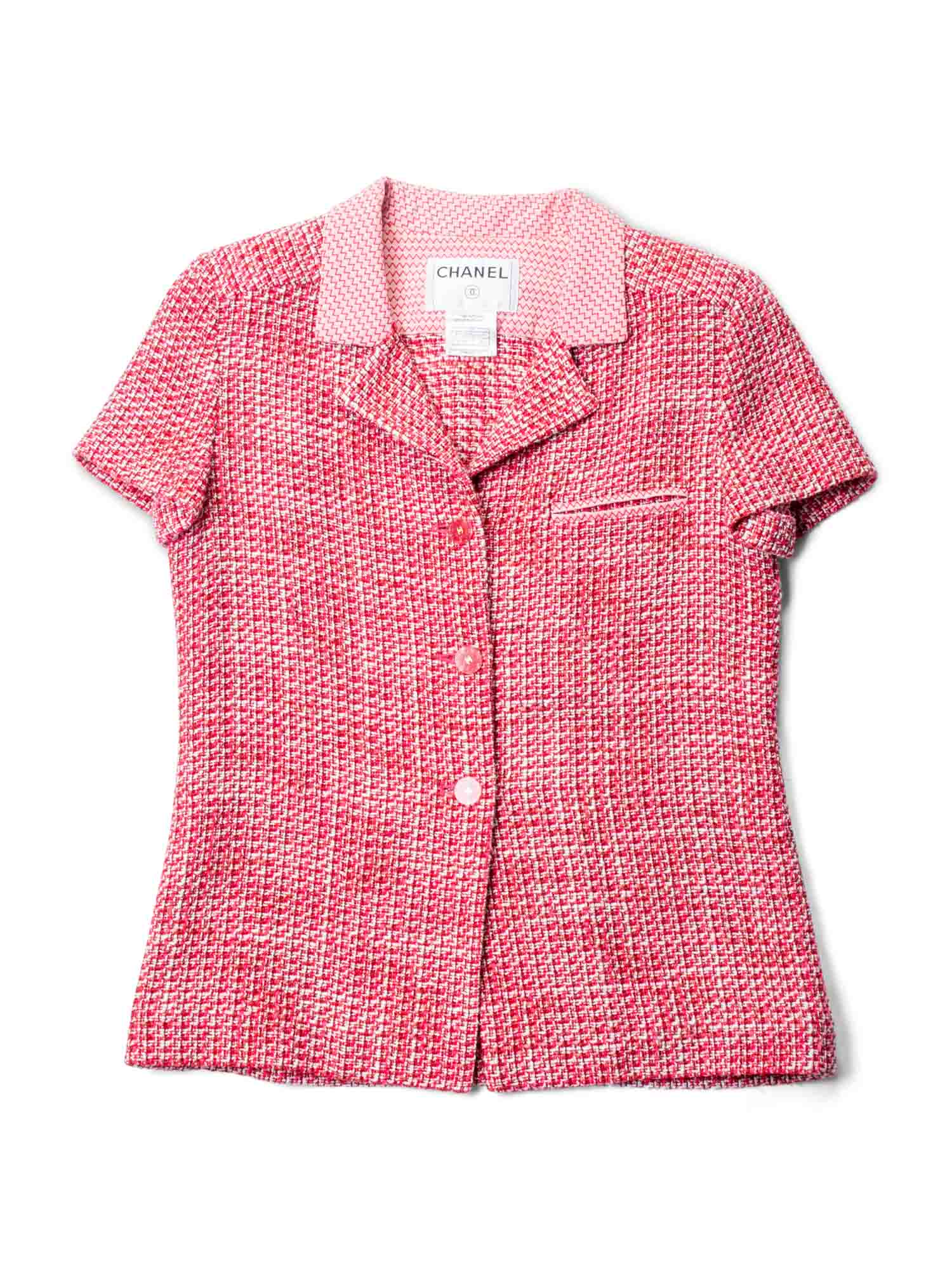 CHANEL CC Logo Tweed Jacket Shorts 2 Piece Set Red-designer resale