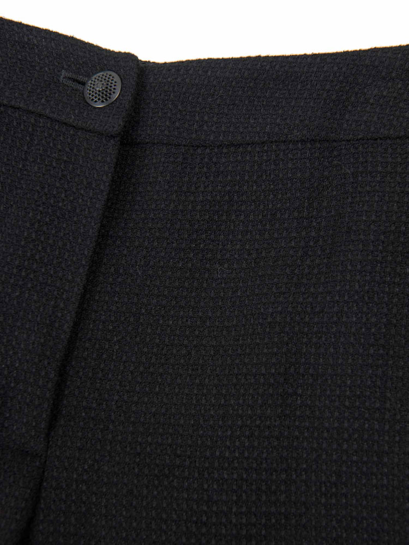 CHANEL CC Logo Tweed Wool Wide Leg Pants Black-designer resale