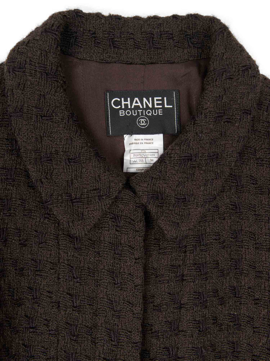 Chanel Black and Brown Button Down Cashmere Cardigan Size 38